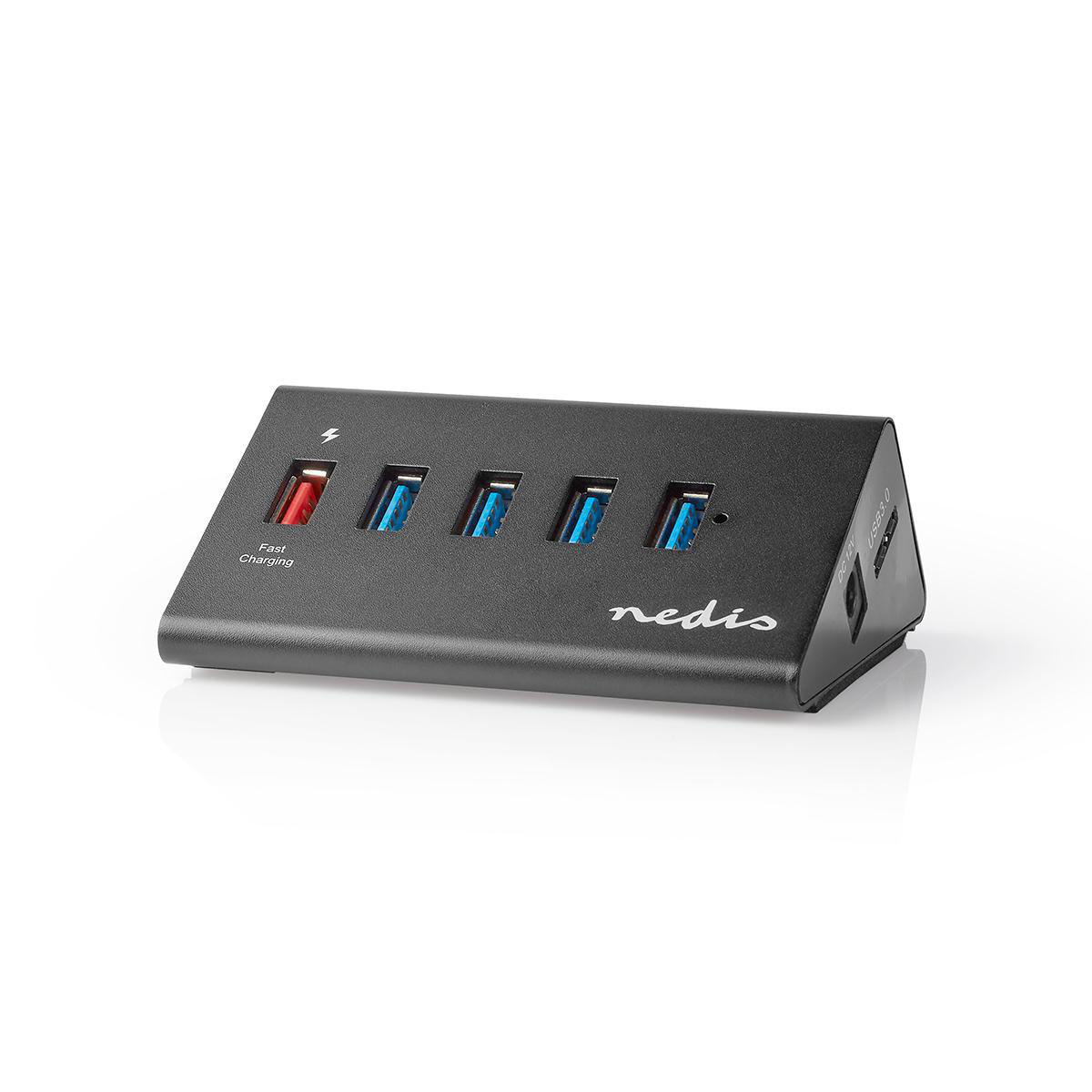 Nedis USB-Hub| 5-Port| QC3.0 USB 3.2 Gen1| Netzstromversorgung Stromversorgungüber