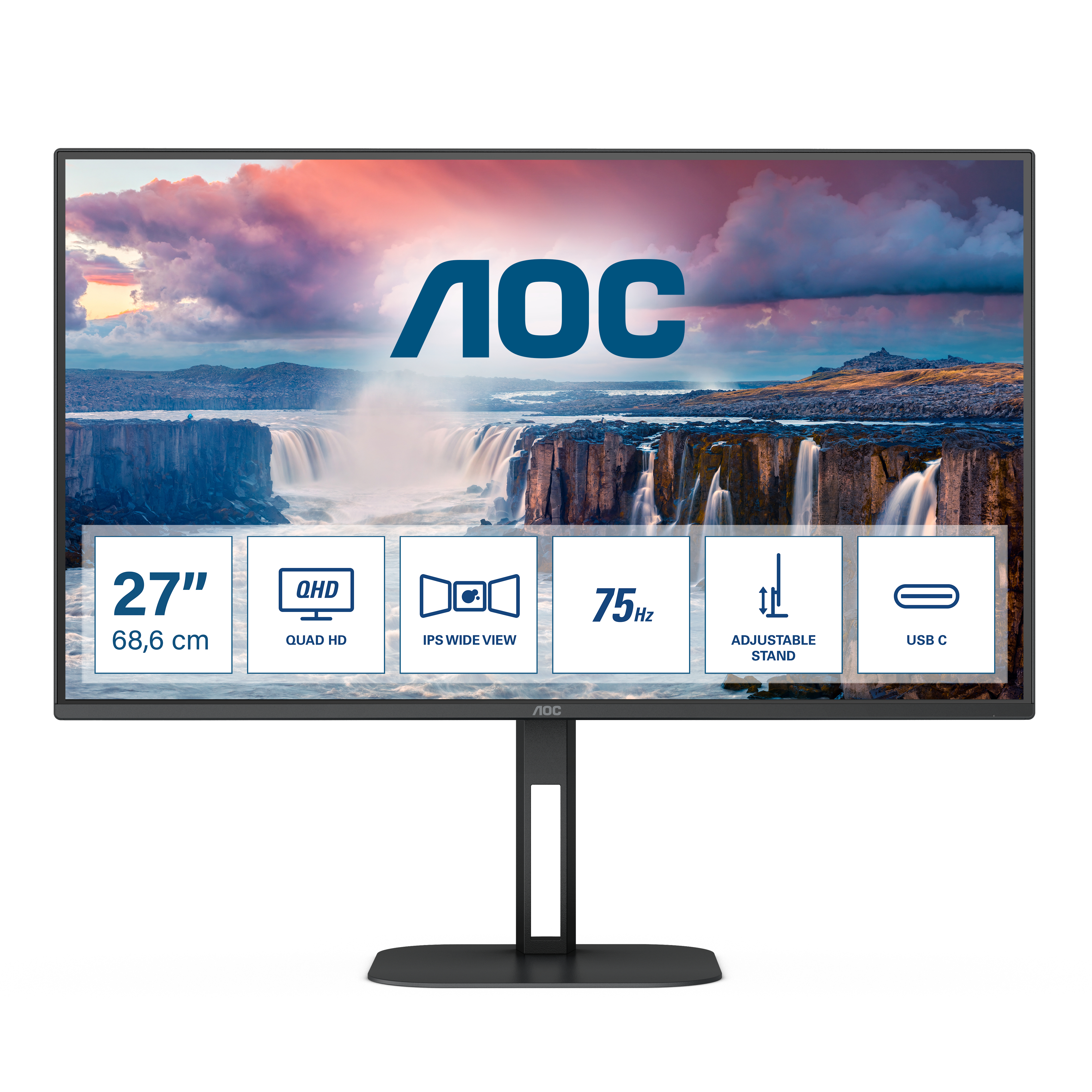 AOC Q27V5C - LED-Monitor - 68.6 cm (27") - 2560 x 1440 QHD @ 75 Hz