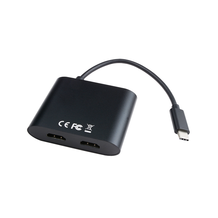 V7 Black USB C AdapterUSB C to 2X HDMI - Adapter - Digital/Daten