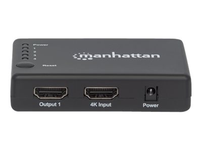 Manhattan HDMI Splitter 4-Port (Compact), 4K@30Hz, Displays output from x1 HDMI source to x4 HD displays (same output to four displays)