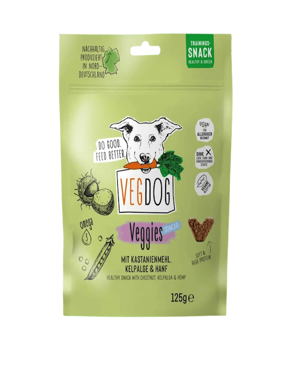 VegDog VEGGIES skincare Trainings-Snack mit Kelpalge und Hanf