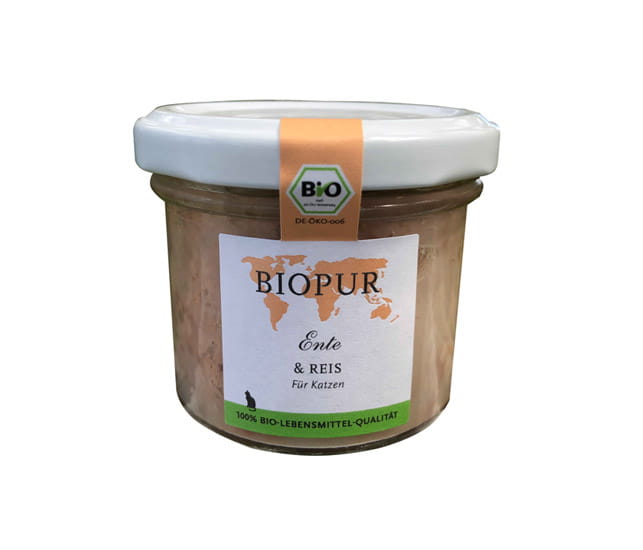 Biopur Ente & Reis im Glas für Katzen