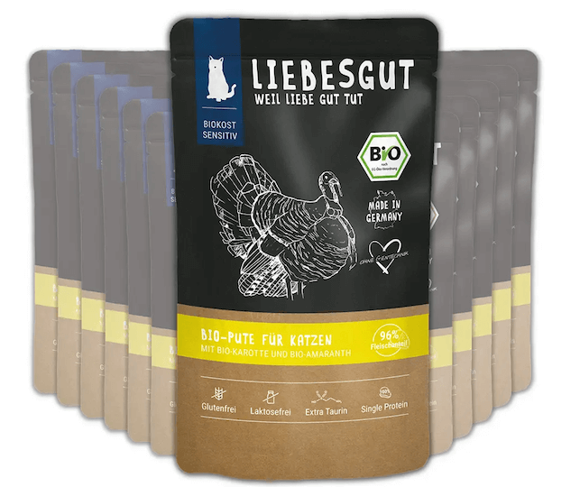 Liebesgut Pute mit Karotte und Amaranth (Sensitiv für Katzen)