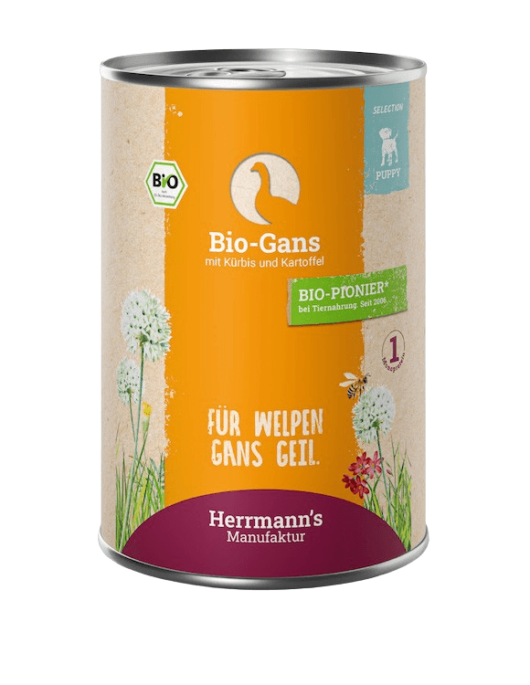 Herrmanns Welpe Gans mit Kartoffeln & Kürbis