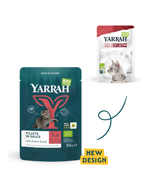 Yarrah Filets mit Rind in Soße im Pouch für Katzen