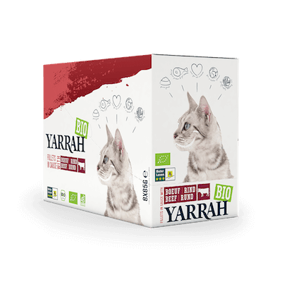 Yarrah Filets mit Rind in Soße im Pouch für Katzen