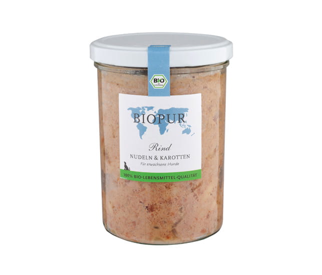 Biopur Rind, Nudeln & Karotten im Glas