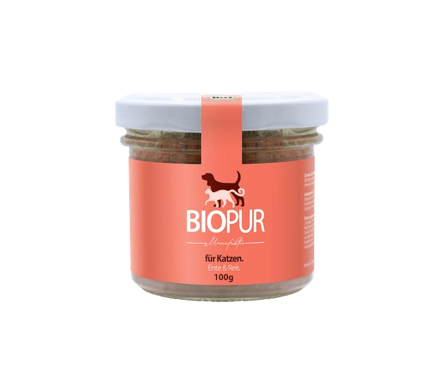 Biopur Ente & Reis im Glas für Katzen