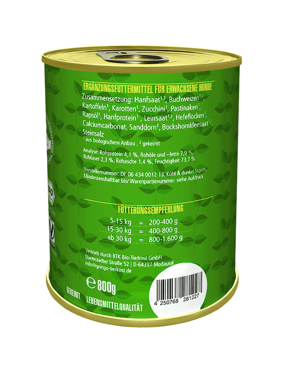 Gringo Hanf-Keimling mit Zucchini & Sanddorn Bio & Vegan