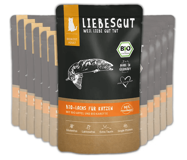 Liebesgut Lachs mit Apfel und Karotte (Adult für Katzen)
