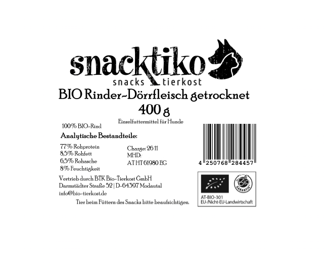 Snacktiko Rinder-Dörrfleisch (Schlundfleisch)
