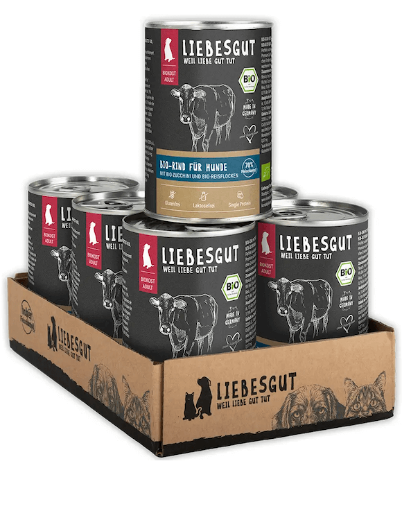 Liebesgut Rind, Zucchini und Reisflocken (Biokost Adult)