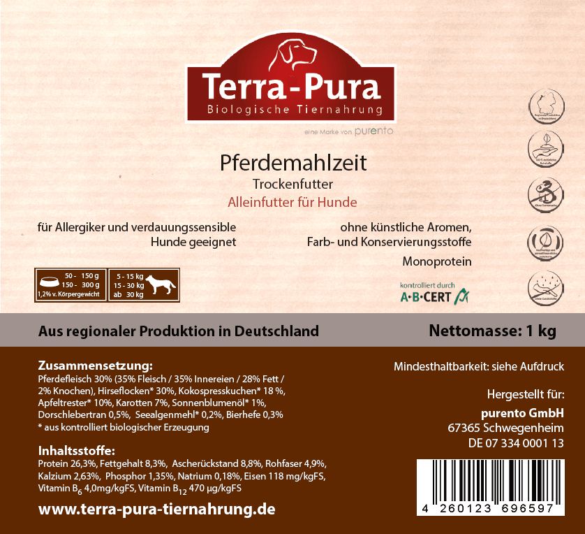 Terra-Pura Trockenfutter Pferdemahlzeit (Hund)