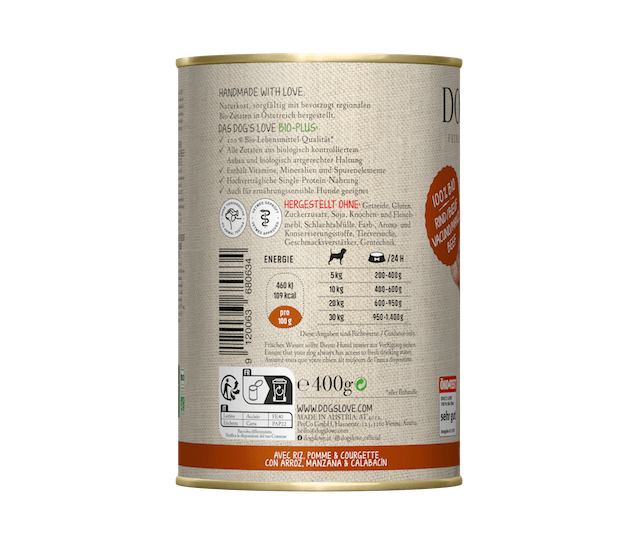 Dog's Love RIND, Naturreis, Apfel & Zucchini