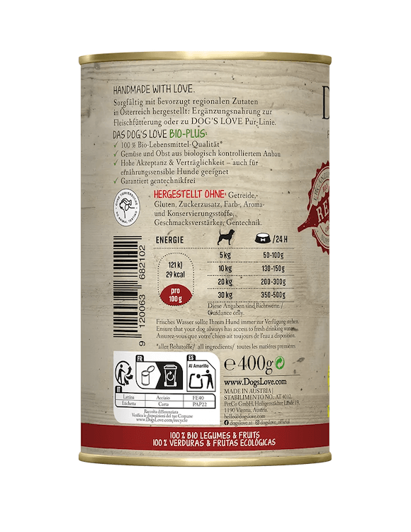 Dog's Love BIO REDS mit frischem Gemüse & Obst (vegan)