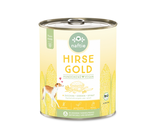 Naftie Hirse Gold mit Rote Linsen, Zucchini, Erbsen, Spinat & Apfel