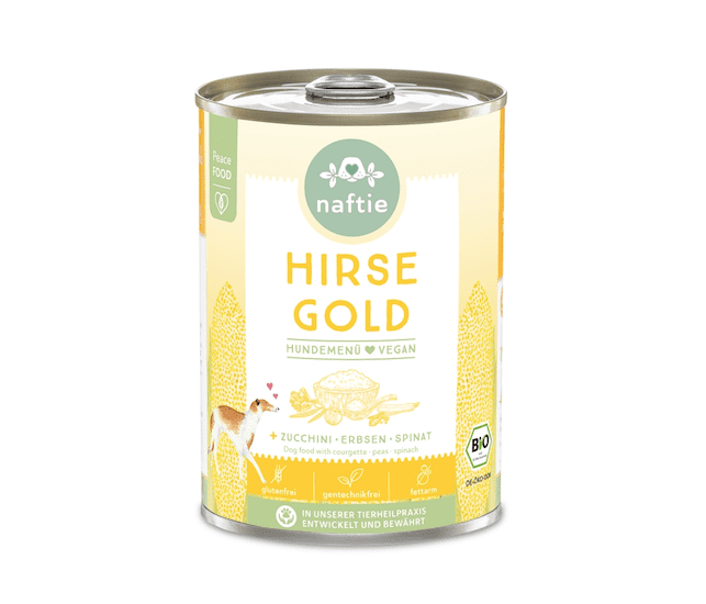 Naftie Hirse Gold mit Rote Linsen, Zucchini, Erbsen, Spinat & Apfel