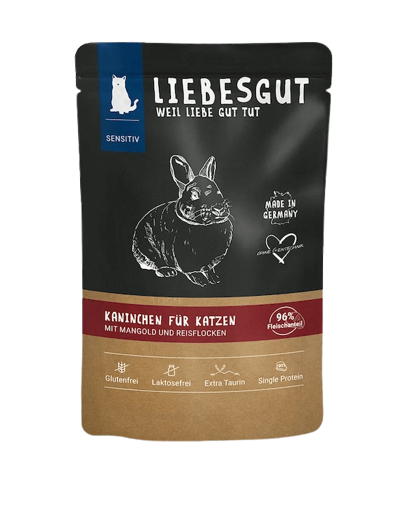 Liebesgut Kaninchen mit Mangold, Reis (Sensitiv für Katzen)