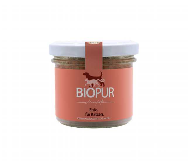 Biopur Premiumglas für Katzen Ente mit Kürbis & Katzenminze