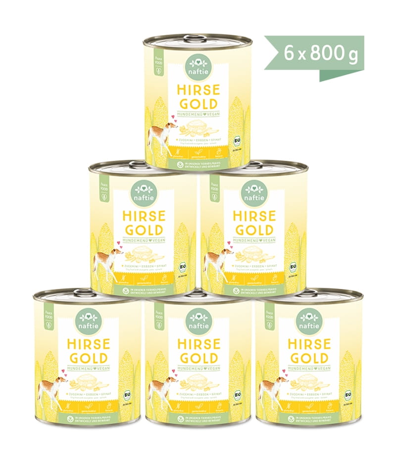 Naftie Hirse Gold mit Rote Linsen, Zucchini, Erbsen, Spinat & Apfel