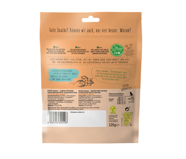 Vegdog VEGGIES immune Trainings-Snack mit Sanddorn und Curcuma
