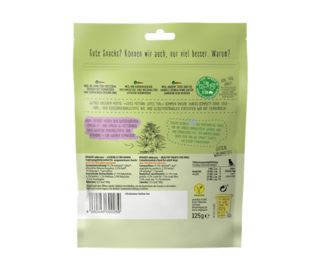 VegDog VEGGIES skincare Trainings-Snack mit Kelpalge und Hanf