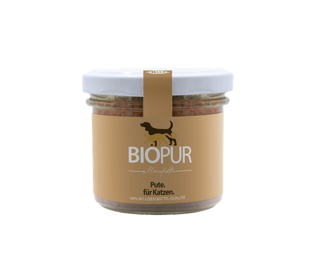 Biopur Premiumglas für Katzen Pute mit Karotten & Katzenminze