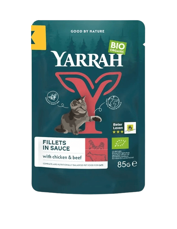 Yarrah Filets mit Rind in Soße im Pouch für Katzen