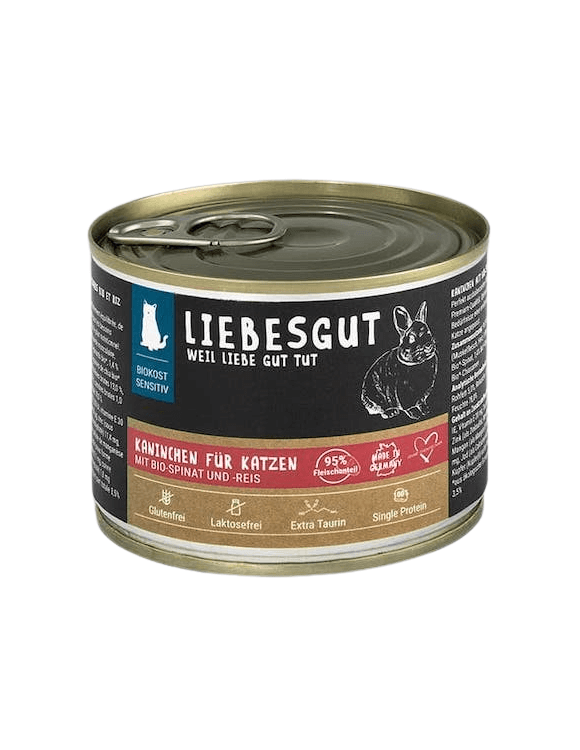 Liebesgut Kaninchen mit Mangold, Reis (Sensitiv für Katzen)