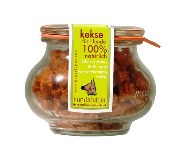 Hundsfutter weiche Kekse mit Paprika handgemacht im Glas vegan