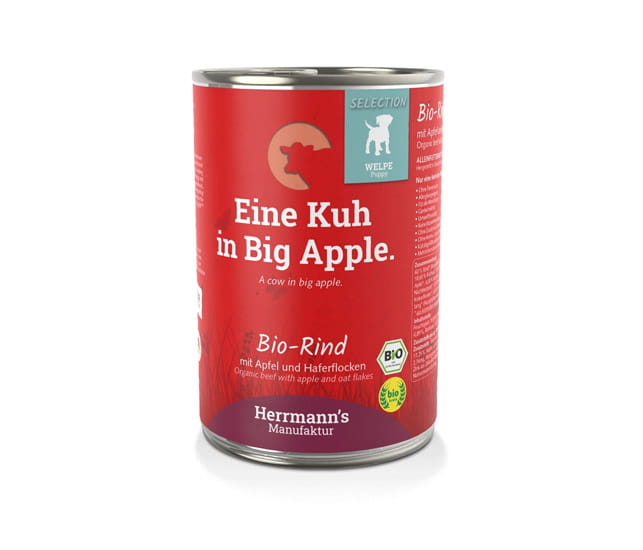Herrmanns Welpe Rind mit Apfel und Haferflocken