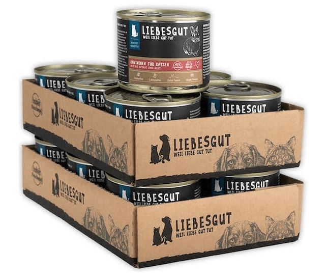 Liebesgut Kaninchen mit Mangold, Reis (Sensitiv für Katzen)