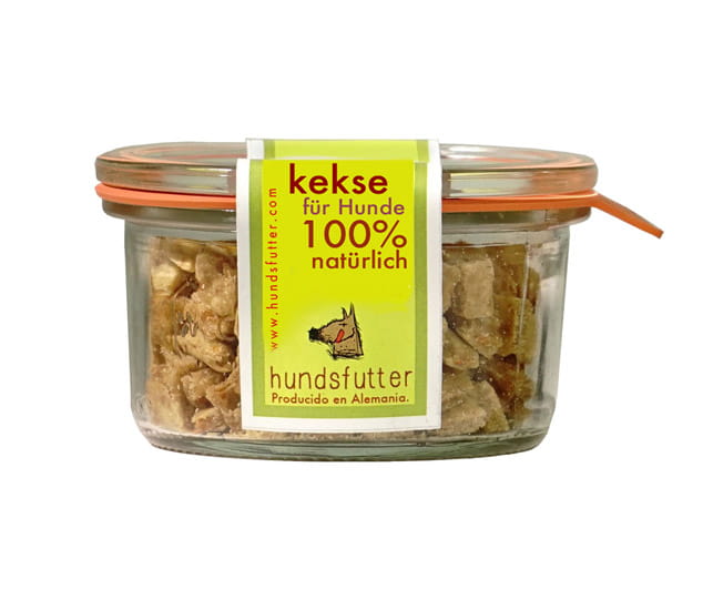 Hundsfutter weiche Kekse mit Apfel & Nuss handgemacht im Glas vegan
