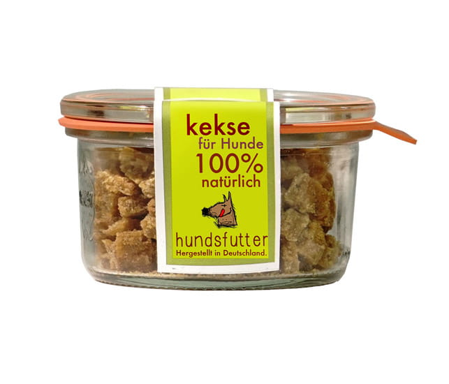 Hundsfutter weiche Kekse mit Möhren handgemacht im Glas vegan