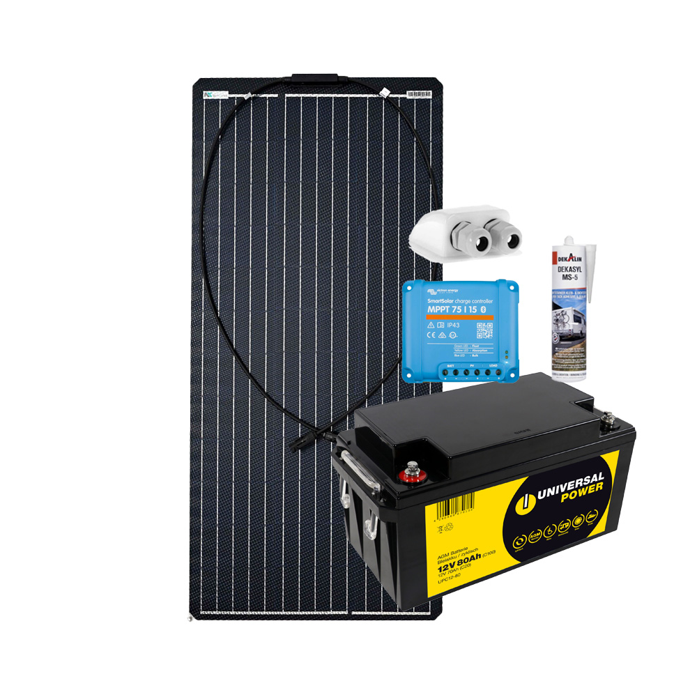 a-TroniX Solaranlage Wohnmobil 100W mit 78 Ah AGM Batterie und MPPT Laderegler