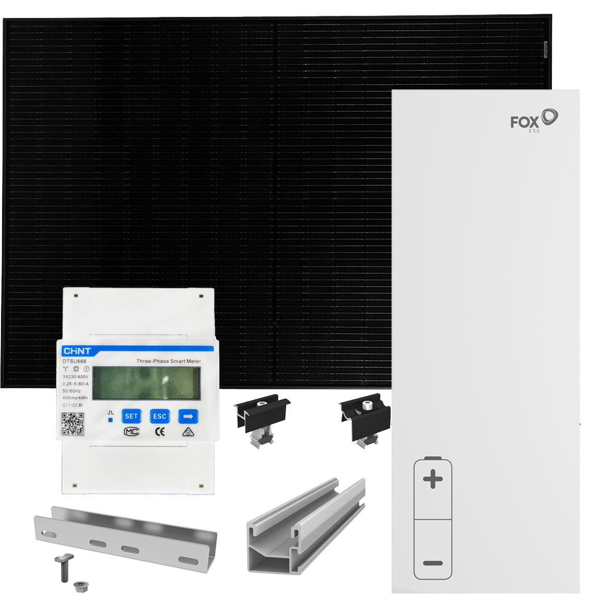 FOX ESS Aio-H3 10kWp PV Komplettanlage mit Glas-Glas Modulen und 10,2kWh Speicher