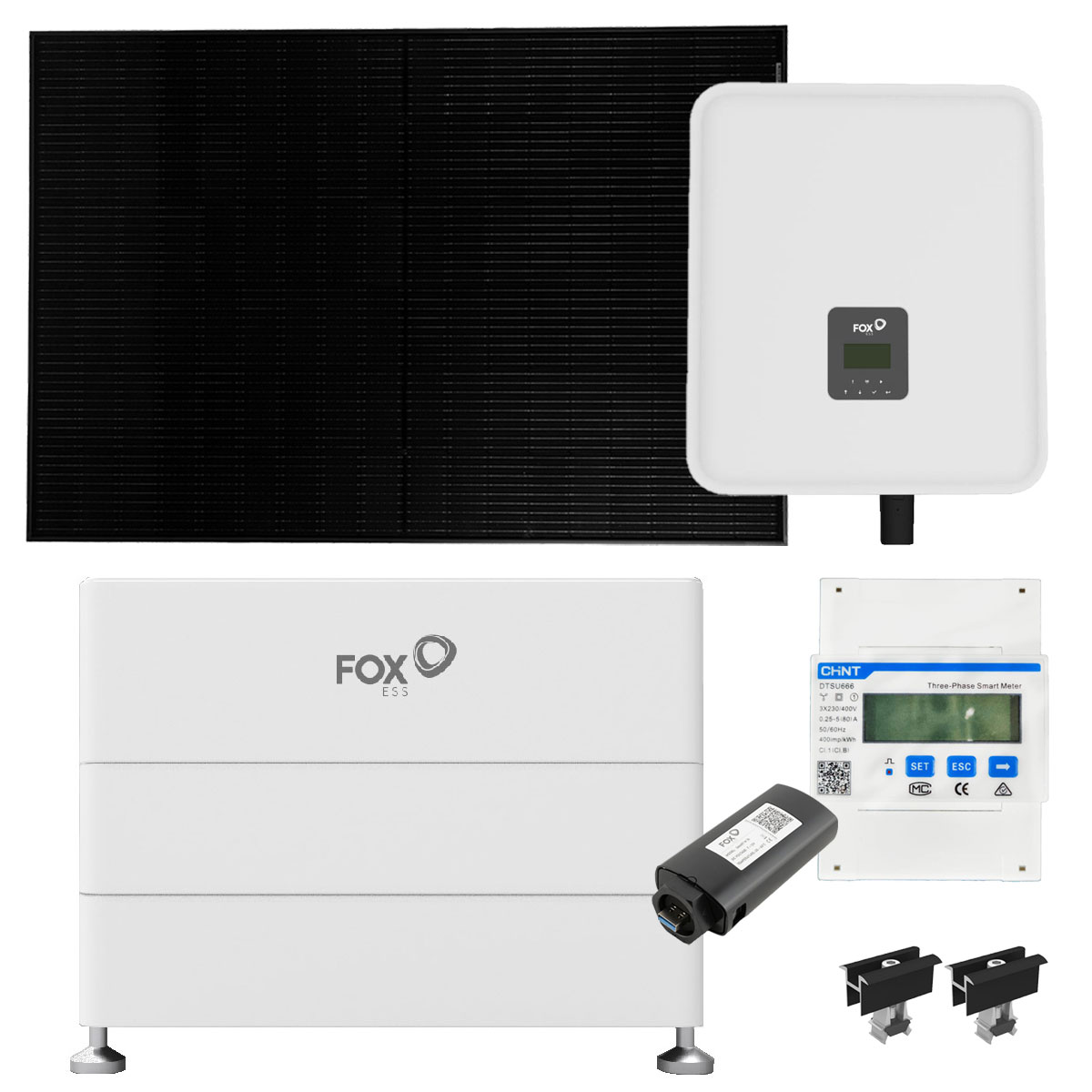 FOX ESS H3 8kWp PV Komplettanlage mit Solarmodulen und 8,64kWh Speicher
