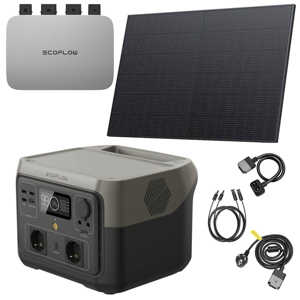 EcoFlow Balkonkraftwerk 600W PowerStream Komplettset inkl. RIVER 2 Max