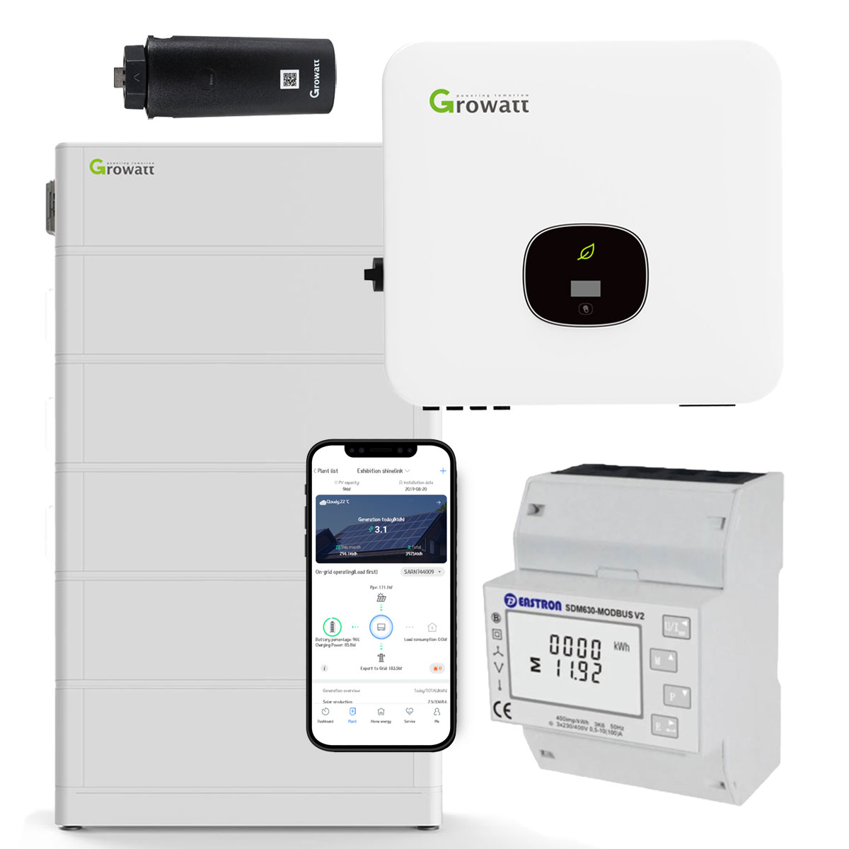 Growatt MOD 8000TL3-XH 8kW Hybrid Wechselrichter mit 12.8kWh Solarspeicher-Set