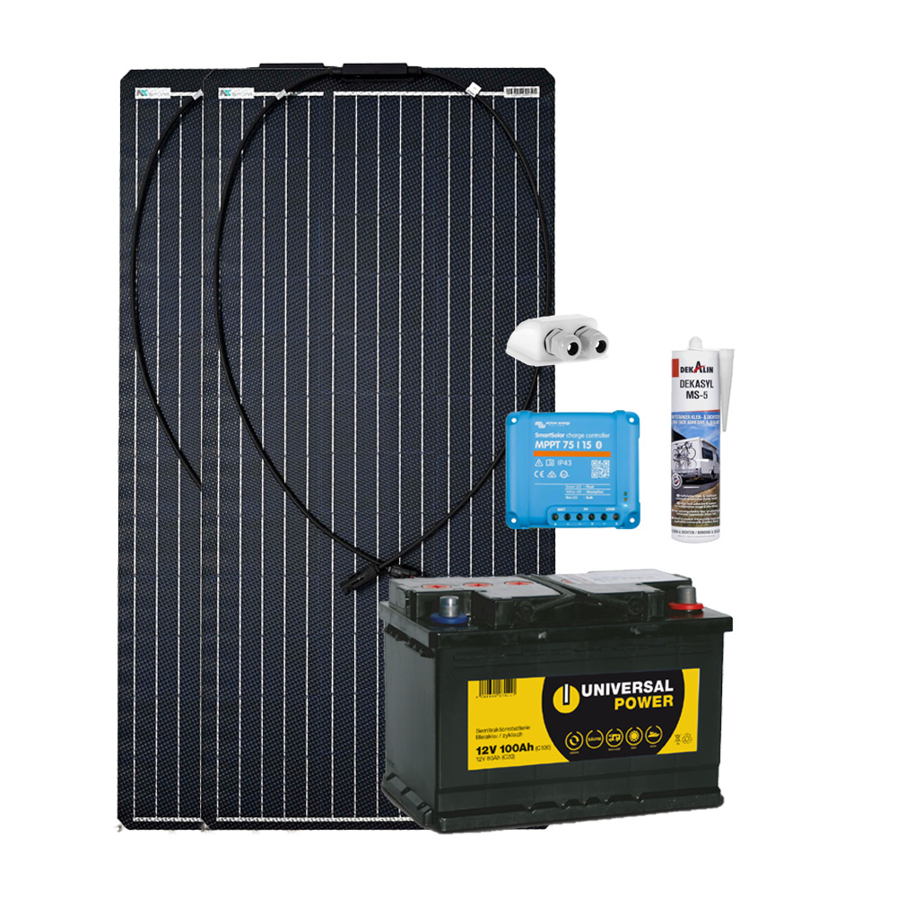 a-TroniX Solaranlage Wohnmobil 200W mit 100 Ah Batterie und MPPT Laderegler