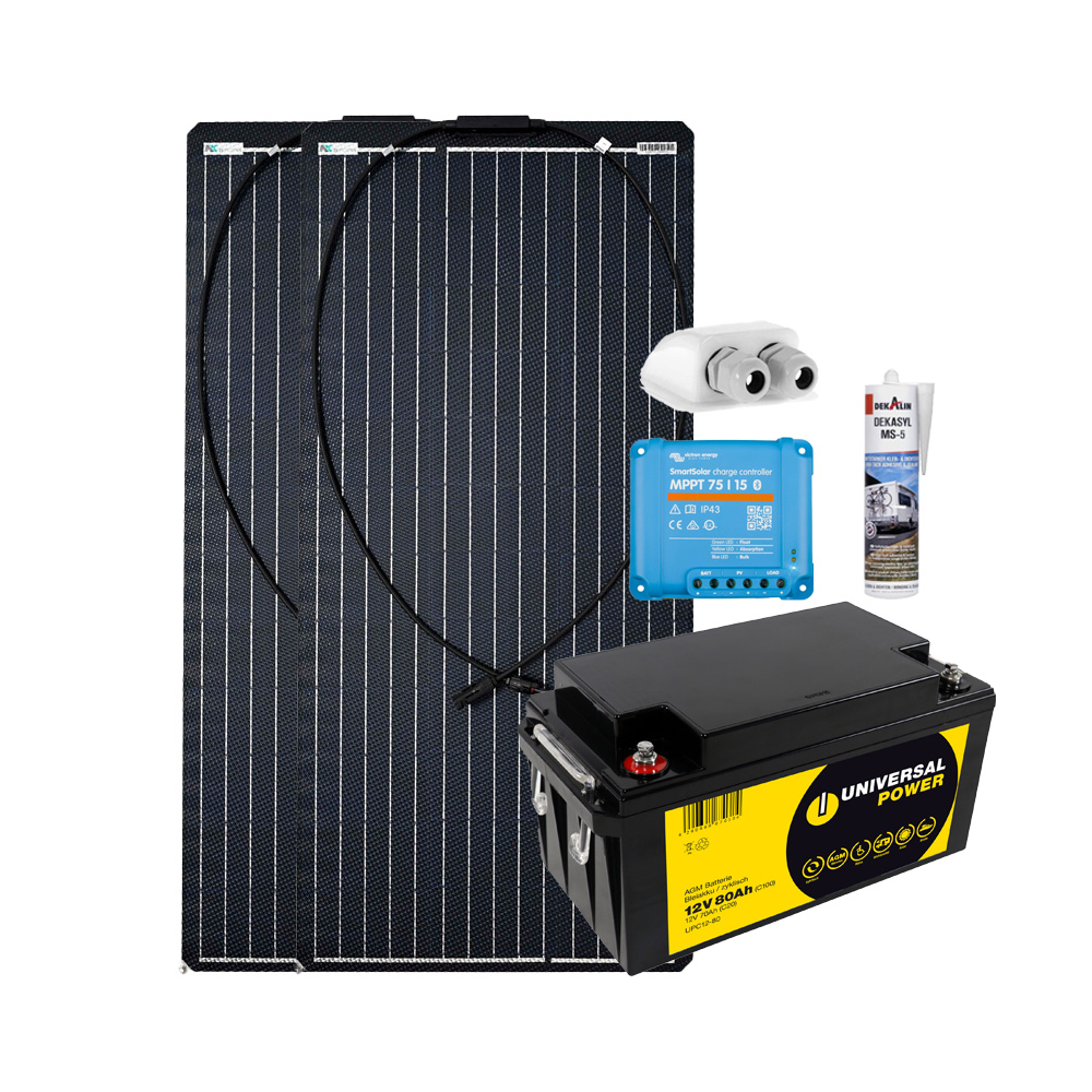 a-TroniX Solaranlage Wohnmobil 200W mit 78 Ah AGM Batterie und MPPT Laderegler