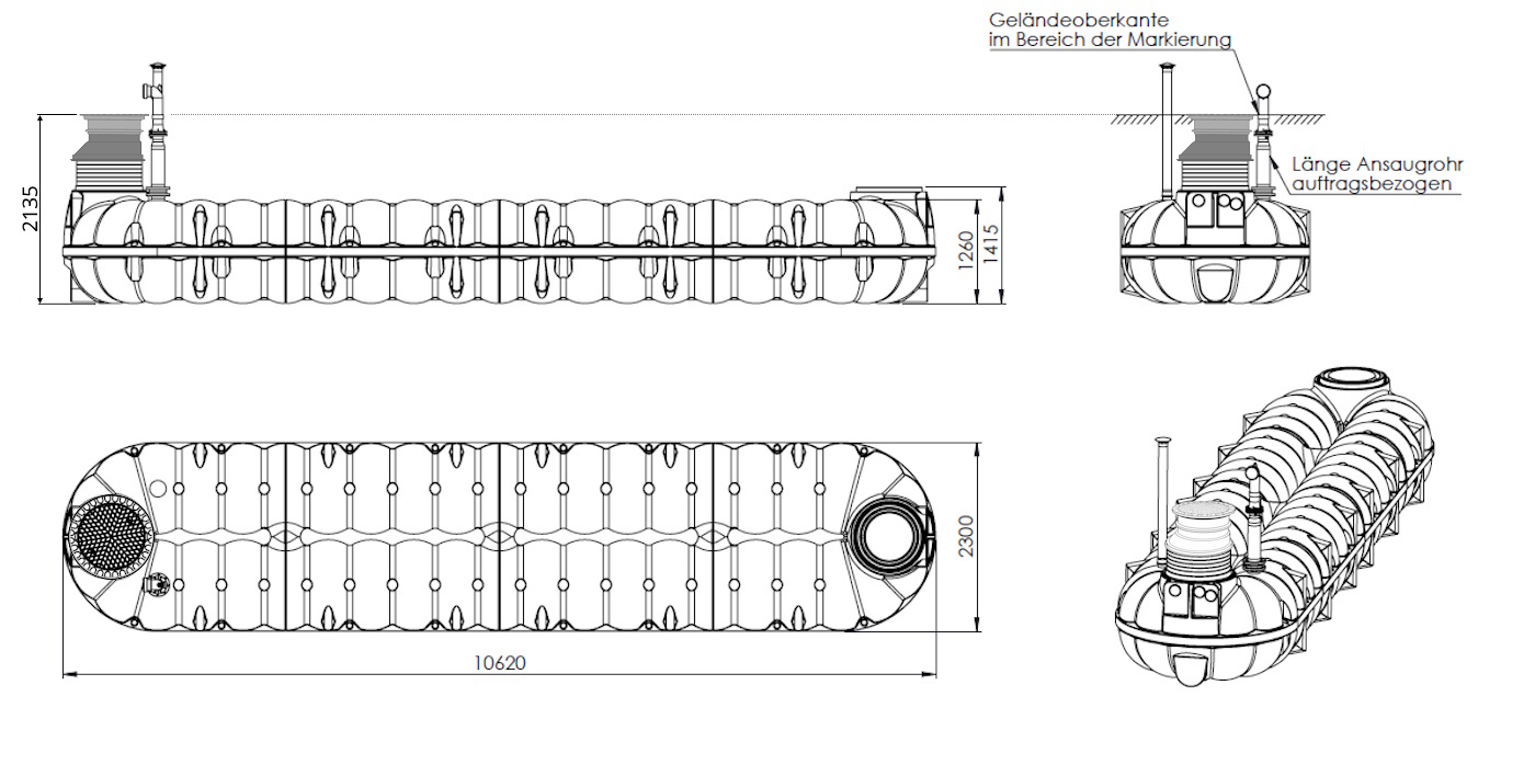 Maßangaben NEO Löschwassertank 20000L