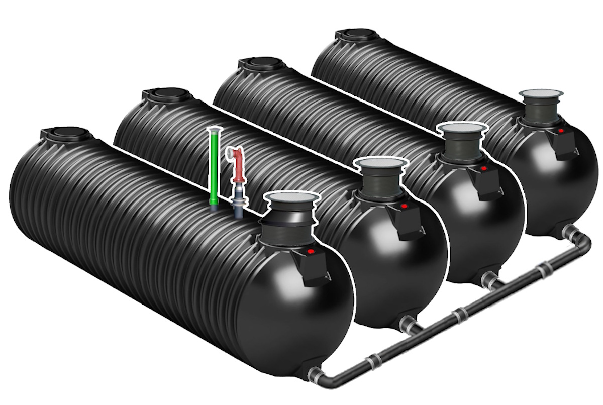 140 m³ Löschwasserzisterne Mehrbehälteranlage Rundtanks für flexibleren Einbau