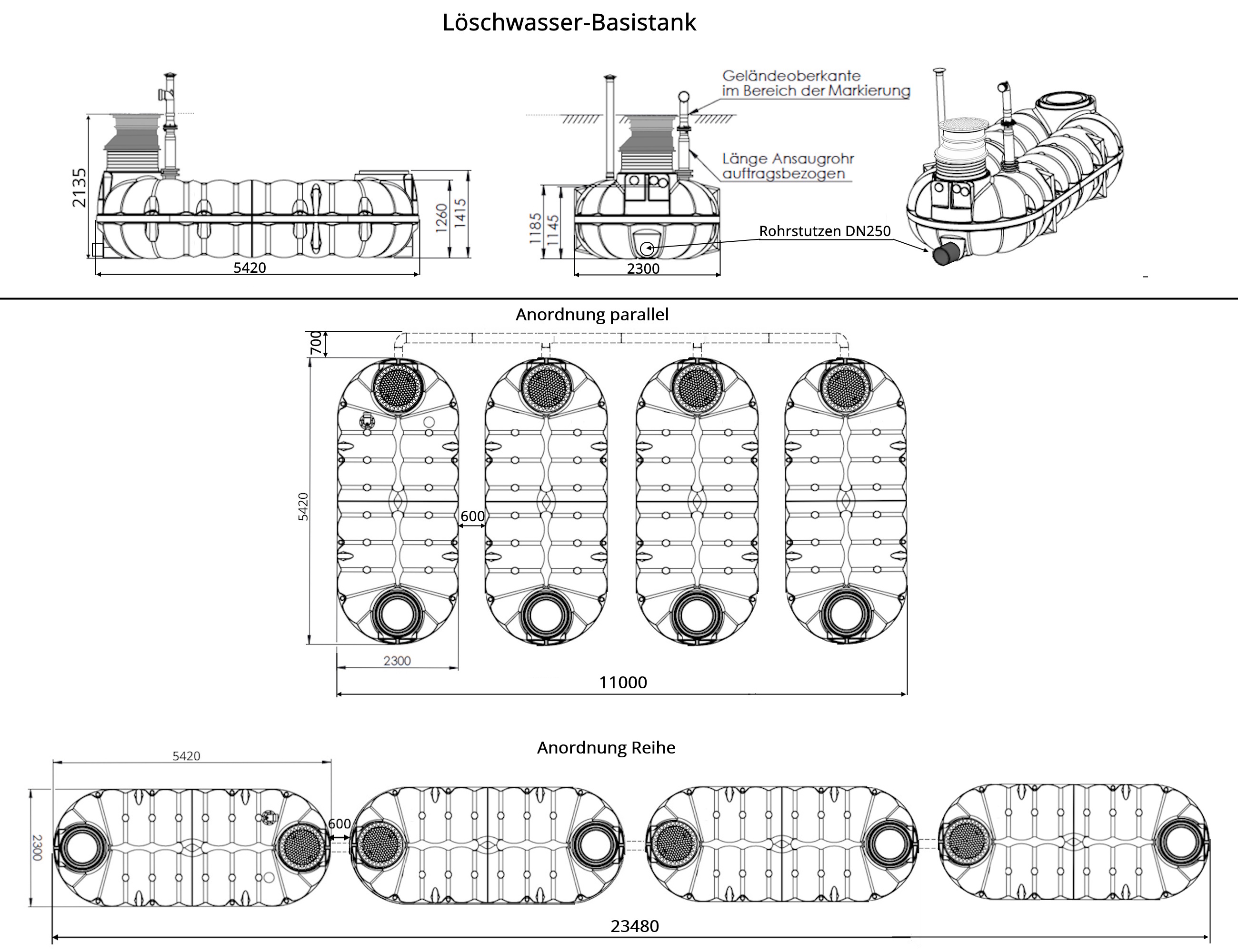 Abmessungen 40 m³ Loeschwasser Batterietank