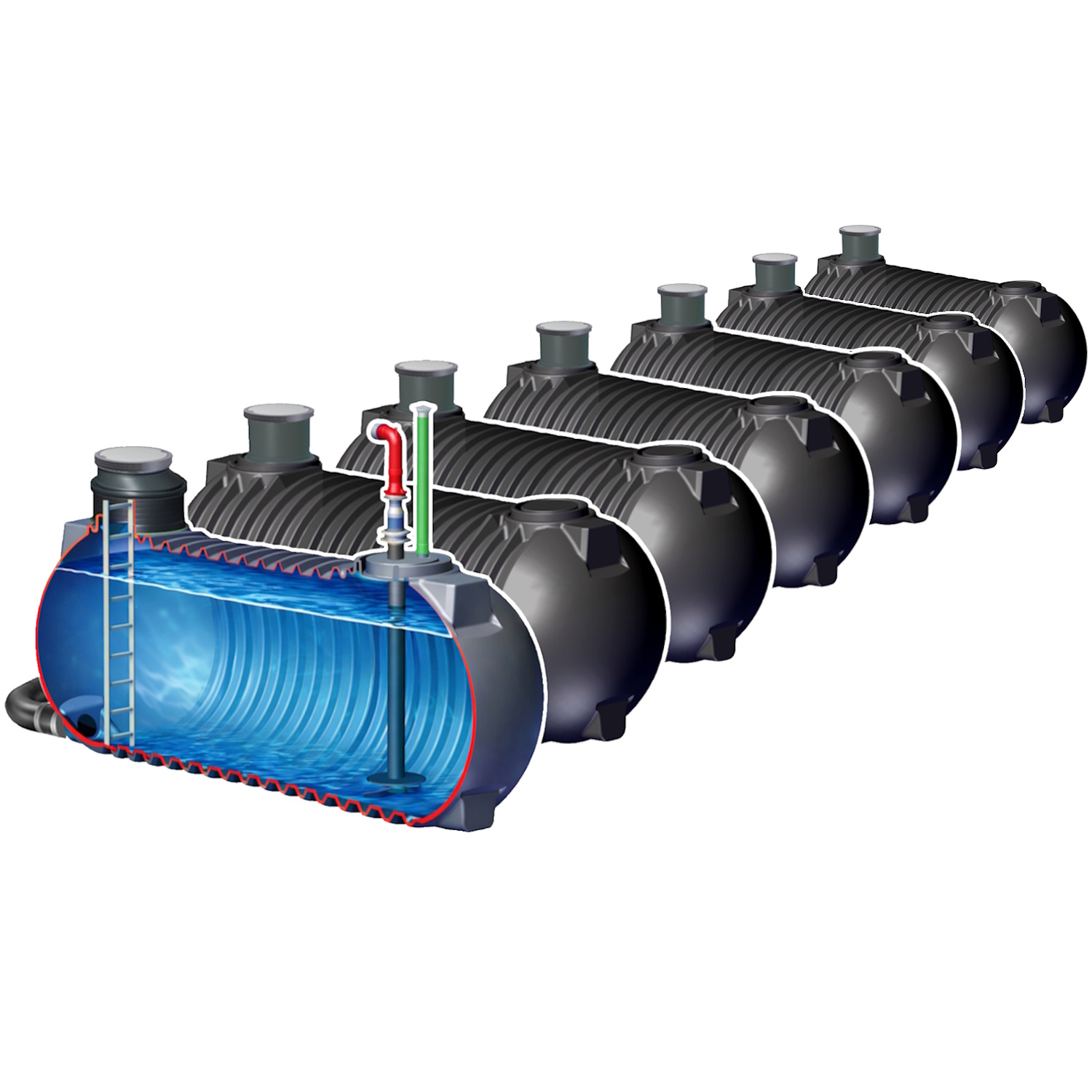 105 m³ Classic Batterietank (7 x 15 m³) Löschwassertank inkl. Kranentladung*   