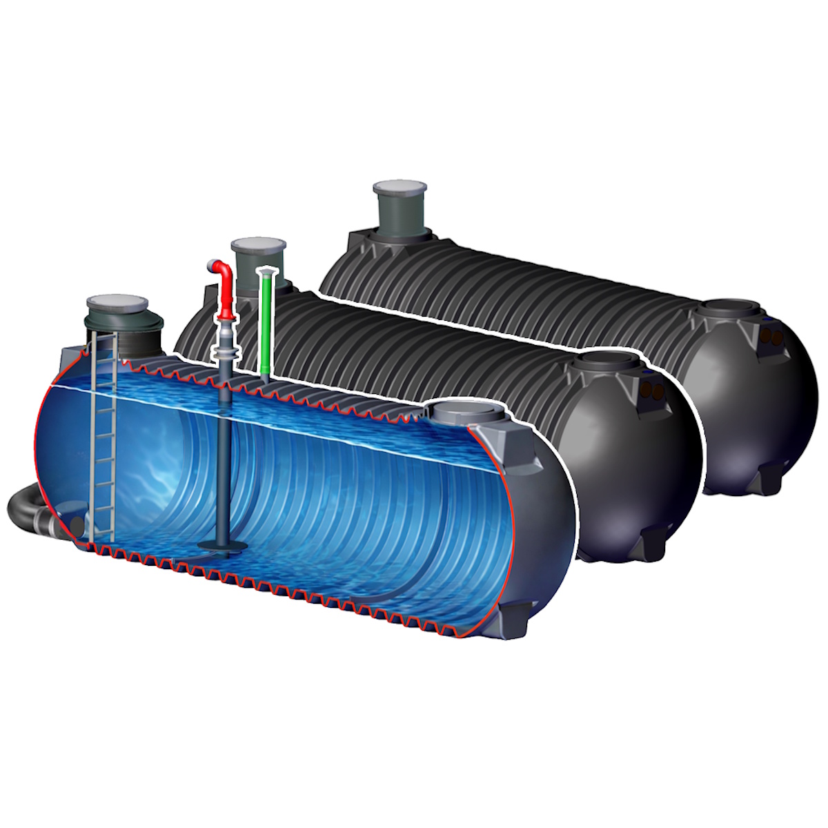 3 x Löschwassertank gekoppelt a 30 m³