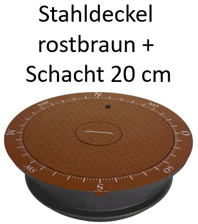 DN600 - Stahldeckel rostbraun + Schacht 20 cm