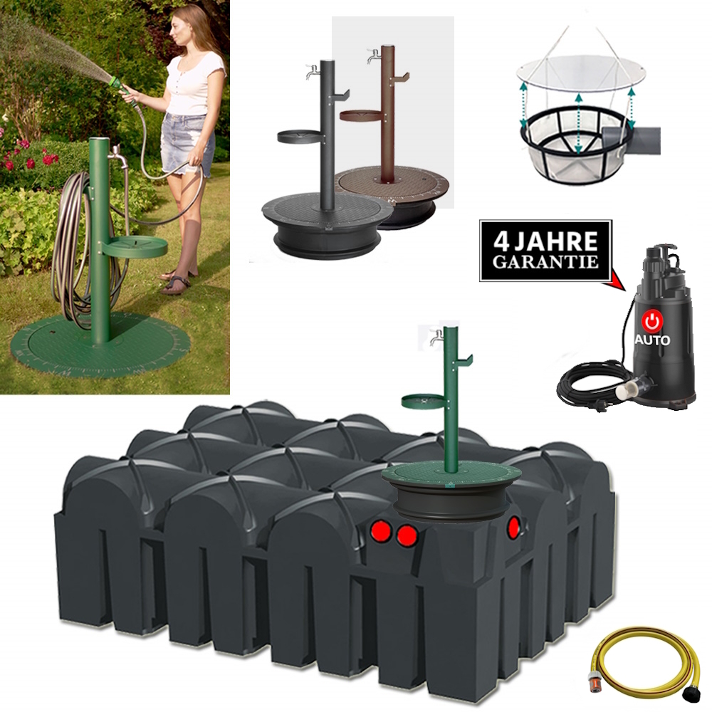 Ein flacher Tank mit Stahl Zapfsäule, Deckel, Filter, Schacht, Schlauch und automatischer Pumpe