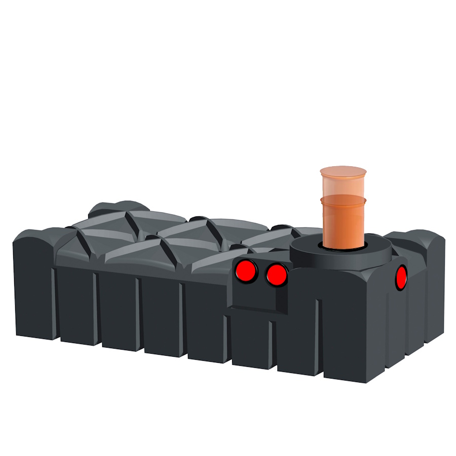 1500 L Abwassertank RWT Flachtank mit Schacht DN200/300 inkl. Entladung* 