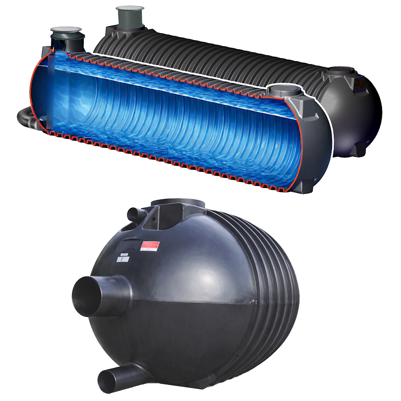 Regenwasser-Zisterne und Rückhaltungssystem als Großbehälter